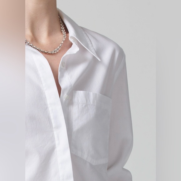 Citizens of Humanity Bea White Cropped Blouse-Size large - Picture 4 of 15